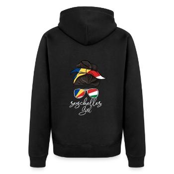 Seychellen - Unisex Premium Bio Zip Hoodie - Schwarz - Hinten - Nico (187cm)