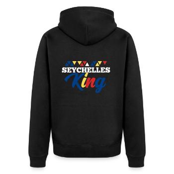 Seychellen - Unisex Premium Bio Zip Hoodie - Schwarz - Hinten - Nico (187cm)