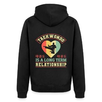 TKD Korean Martial Arts Tae Kwon - Unisex Premium Bio Zip Hoodie - Schwarz - Hinten - Nico (187cm)