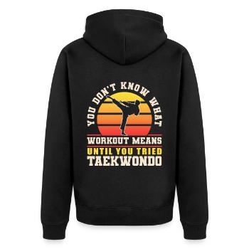 TKD Korean Martial Arts Tae Kwon - Unisex Premium Bio Zip Hoodie - Schwarz - Hinten - Nico (187cm)