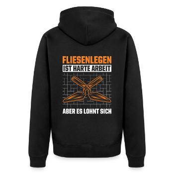 Fliesenlegen Für Fliesenleger Fliesenlegermeister - Unisex Premium Bio Zip Hoodie - Schwarz - Hinten - Nico (187cm)
