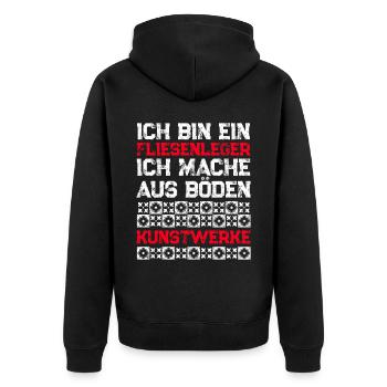 Fliesenlegen Für Fliesenleger Fliesenlegermeister - Unisex Premium Bio Zip Hoodie - Schwarz - Hinten - Nico (187cm)