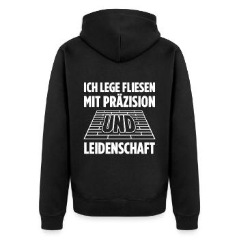 Fliesenlegen Für Fliesenleger Fliesenlegermeister - Unisex Premium Bio Zip Hoodie - Schwarz - Hinten - Nico (187cm)