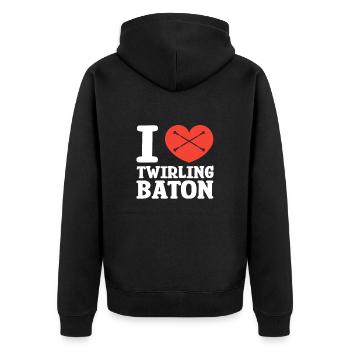 Baton Twirling Gymnastique Gymnastique Cadeau - Veste à capuche bio Premium Unisexe - noir - Dos - Nico (187cm)