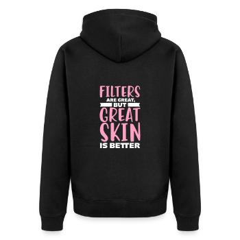 Kosmetikerin Kosmetik Make-up Geschenk - Unisex Premium Bio Zip Hoodie - Schwarz - Hinten - Nico (187cm)