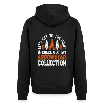 Pfeilspitzen Speerspitze Arrowhead Hunter - Unisex Premium Bio Zip Hoodie - Schwarz - Hinten - Nico (187cm)