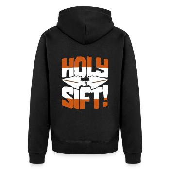 Pfeilspitzen Arrowhead Hunter Holy Sift - Unisex Premium Bio Zip Hoodie - Schwarz - Hinten - Nico (187cm)