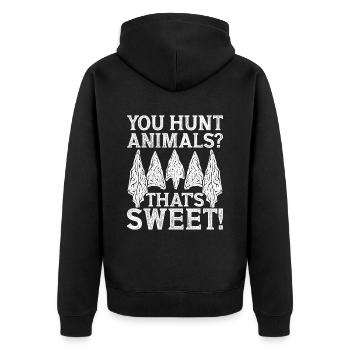 Pfeilspitzen Speerspitze Arrowhead Hunter - Unisex Premium Bio Zip Hoodie - Schwarz - Hinten - Nico (187cm)