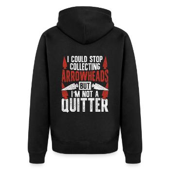 Pfeilspitzen Speerspitze Arrowhead Hunter - Unisex Premium Bio Zip Hoodie - Schwarz - Hinten - Nico (187cm)