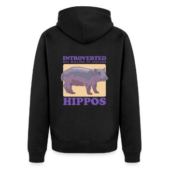 Hippo Baby Hippo Hippos Gift - Unisex Premium Organic Zip Hoodie - black - Back - Nico (187cm)