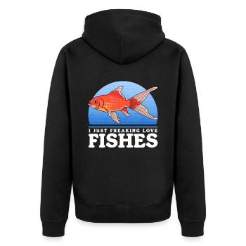 Aquarium Aquaristik Aquarianer Zierfisch Geschenk - Unisex Premium Bio Zip Hoodie - Schwarz - Hinten - Nico (187cm)