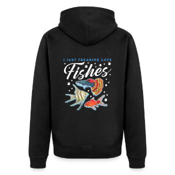 Aquaristik Aquarium Aquarianer Zierfisch Geschenk - Unisex Premium Bio Zip Hoodie - Schwarz - Hinten - Nico (187cm)