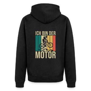 Ich Bin Der Motor Fahrrad Radfahrer Mountainbike - Unisex Premium Bio Zip Hoodie - Schwarz - Hinten - Nico (187cm)