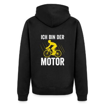 Ich Bin Der Motor Fahrrad Radfahrer Mountainbike - Unisex Premium Bio Zip Hoodie - Schwarz - Hinten - Nico (187cm)