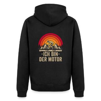 Ich Bin Der Motor Fahrrad Radfahrer Mountainbike - Unisex Premium Bio Zip Hoodie - Schwarz - Hinten - Nico (187cm)