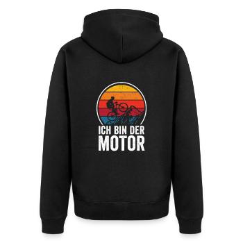 Ich Bin Der Motor Fahrrad Radfahrer Mountainbike - Unisex Premium Bio Zip Hoodie - Schwarz - Hinten - Nico (187cm)