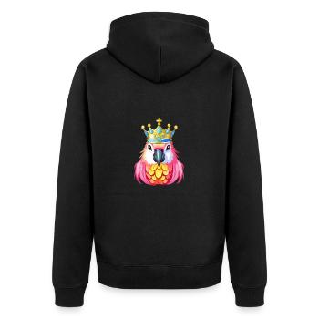Rosa Papagei Majestät Krone - Unisex Premium Bio Zip Hoodie - Schwarz - Hinten - Nico (187cm)