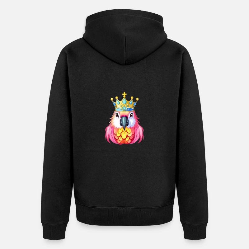 Perroquet rose Majesté Couronne - Veste à capuche bio Premium Unisexe - noir