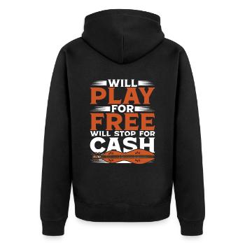 Dulcimer Will Play For Free Will Stop For Cash - Unisex Premium Bio Zip Hoodie - Schwarz - Hinten - Nico (187cm)