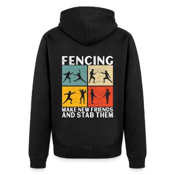 Fechten Fechtsport - Unisex Premium Bio Zip Hoodie - Schwarz - Hinten - Nico (187cm)