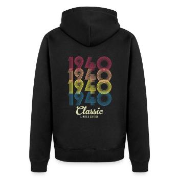 1940 Anniversaire né en 1940 Rétro Vintage - Veste à capuche bio Premium Unisexe - noir - Dos - Nico (187cm)