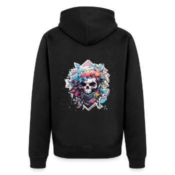 Crâne Crâne Crâne Squelette Os - Veste à capuche bio Premium Unisexe - noir - Dos - Nico (187cm)