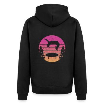 Trampoline Retro Backflip - Unisex Premium Organic Zip Hoodie - black - Back - Nico (187cm)