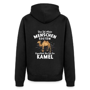 Das ist mein Menschen Kostüm Ich bin ein Kamel - Unisex Premium Bio Zip Hoodie - Schwarz - Hinten - Nico (187cm)
