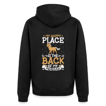Mein Lieblingsplatz - Morgan - Unisex Premium Bio Zip Hoodie - Schwarz - Hinten - Nico (187cm)
