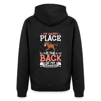 My favourite place - Thoroughbred - Unisex Premium Organic Zip Hoodie - black - Back - Nico (187cm)