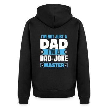 Ich bin ein Papa-Witze-Meister - Unisex Premium Bio Zip Hoodie - Schwarz - Hinten - Nico (187cm)
