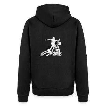 I do my own Stunts Extremsport Hobby - Unisex Premium Bio Zip Hoodie - Schwarz - Hinten - Nico (187cm)