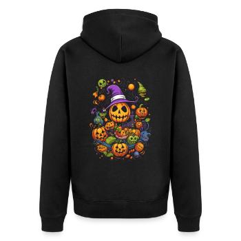 Creepy Funny Halloween Pop Art Design: Citrouille - Veste à capuche bio Premium Unisexe - noir - Dos - Nico (187cm)