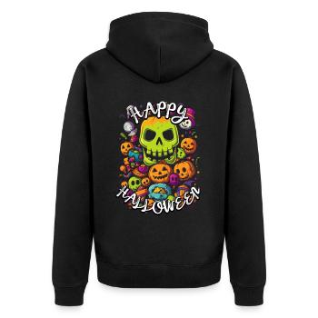Joyeux Halloween: PopArt du crâne effrayant - Veste à capuche bio Premium Unisexe - noir - Dos - Nico (187cm)