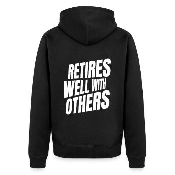 Pensioner pension - Unisex Premium Organic Zip Hoodie - black - Back - Nico (187cm)