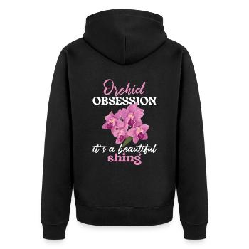 Orchid Obsession It's A Beautiful Shing Orchideen - Unisex Premium Bio Zip Hoodie - Schwarz - Hinten - Nico (187cm)
