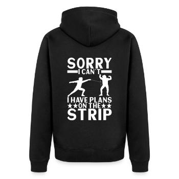 Fechten Fechtsport - Unisex Premium Bio Zip Hoodie - Schwarz - Hinten - Nico (187cm)