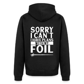 Fechten Fechtsport - Unisex Premium Bio Zip Hoodie - Schwarz - Hinten - Nico (187cm)