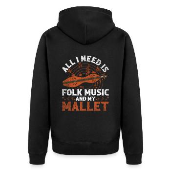 Dulcimer All I Need Is Folk Music And My Mallet - Unisex Premium Bio Zip Hoodie - Schwarz - Hinten - Nico (187cm)