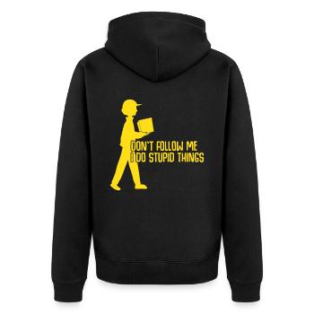 Paketzusteller Witz Paketbote - Unisex Premium Bio Zip Hoodie - Schwarz - Hinten - Nico (187cm)