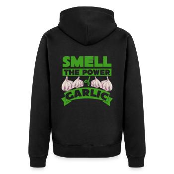 The Smell of Garlic - Unisex Premium Bio Zip Hoodie - Schwarz - Hinten - Nico (187cm)