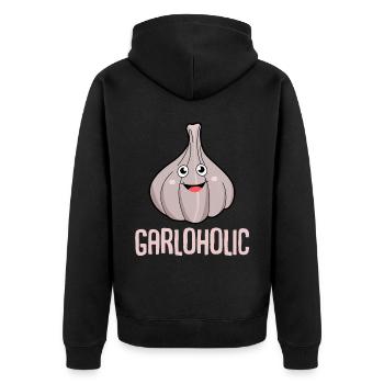 Garlic Garloholic - Unisex Premium Bio Zip Hoodie - Schwarz - Hinten - Nico (187cm)