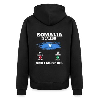 Somalia - Unisex Premium Bio Zip Hoodie - Schwarz - Hinten - Nico (187cm)
