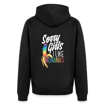 LGBTQ Bananen Schwul Stolz - Unisex Premium Bio Zip Hoodie - Schwarz - Hinten - Nico (187cm)