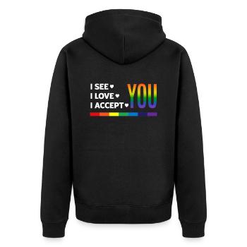 Fierté pour l’égalité des droits de la personne LGBTQ - Veste à capuche bio Premium Unisexe - noir - Dos - Nico (187cm)