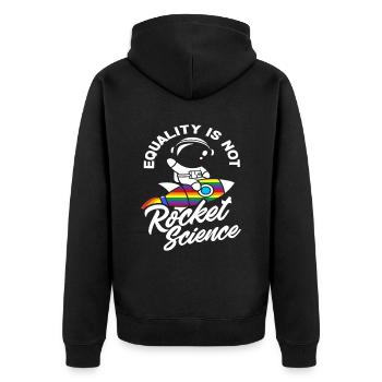 LGBTQ Gleichberechtigung Ist Keine Wissenschaft - Unisex Premium Bio Zip Hoodie - Schwarz - Hinten - Nico (187cm)