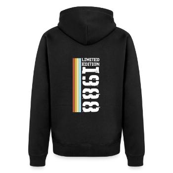 Limited Edition Retro 1988 - Unisex Premium Organic Zip Hoodie - black - Back - Nico (187cm)