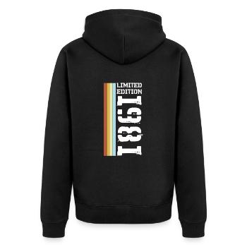 Limited Edition Retro 1981 - Unisex Premium Organic Zip Hoodie - black - Back - Nico (187cm)