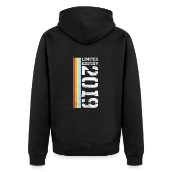 Limited Edition Retro 2019 - Unisex Premium Bio Zip Hoodie - Schwarz - Hinten - Nico (187cm)