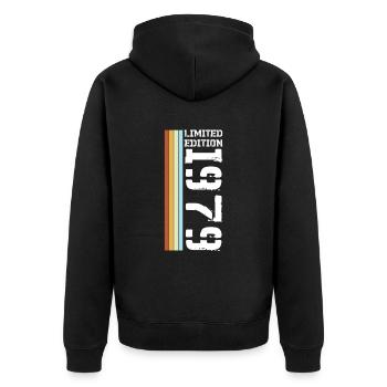 Limited Edition Retro 1979 - Unisex Premium Bio Zip Hoodie - Schwarz - Hinten - Nico (187cm)